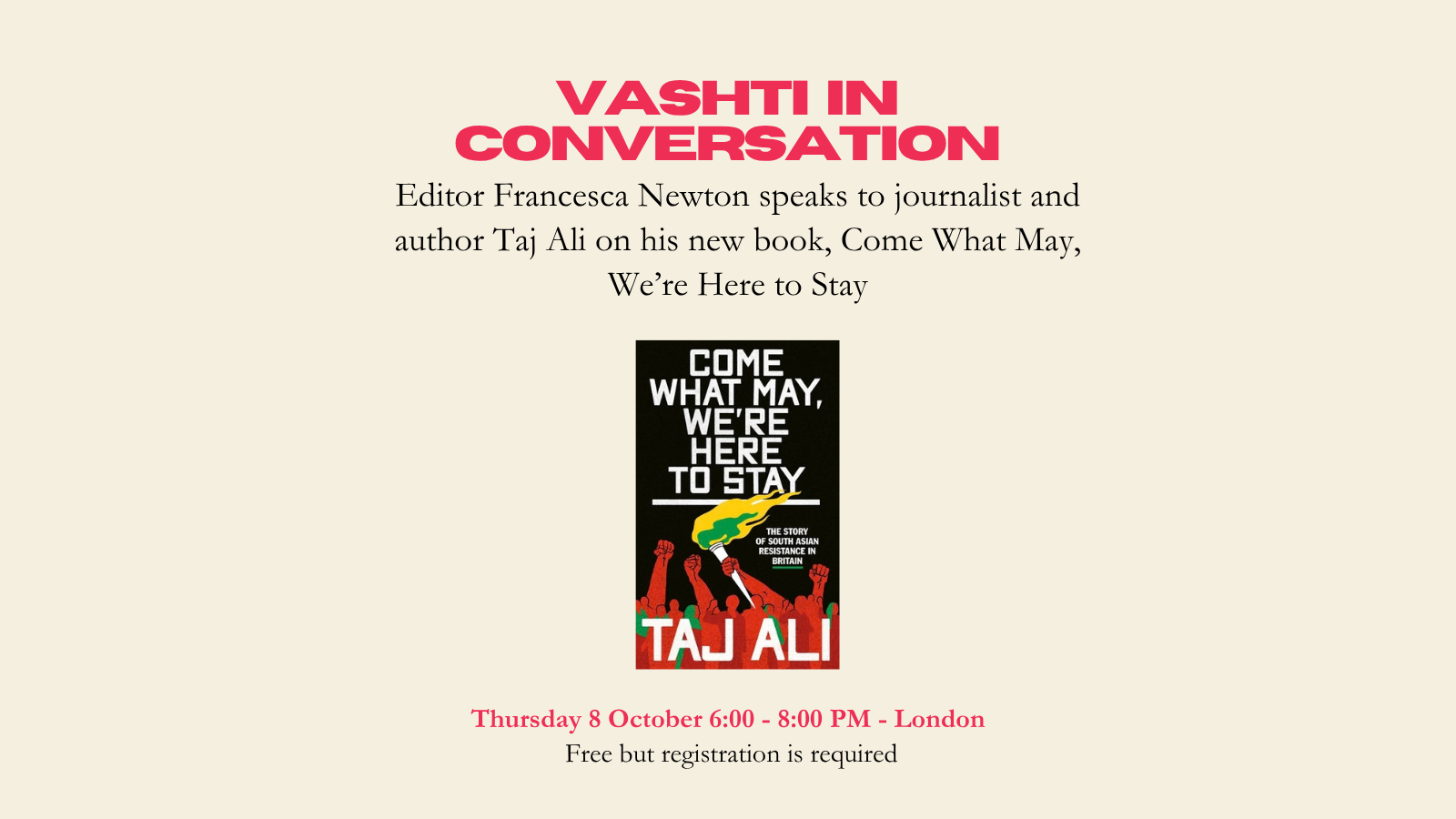 EVENT: Vashti in Conversation with author Taj Ali